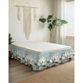 thumbnail image 2 of White Floral Bed Skirt Queen Size 18 Inch Drop, Magnolia Leaf Plant Pastoral Retro Style Wrap Around Dust Ruffle Bedskirts, Wrinkle & Fade Resistant Easy Fit Bedskirt with Adjustable Elastic, 2 of 8
