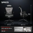 thumbnail image 3 of RESPAWN SPIRE Ergonomic Office Chair with Lumbar Support, Headrest, Adjustable Arms and Cooling Gel Seat Cushion, Comfy Breathable Mesh Seat for Home Office, High Back Reclining Gaming Chair - Black, 3 of 7