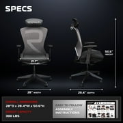 RESPAWN SPIRE Ergonomic Office Chair with Lumbar Support, Headrest, Adjustable Arms and Cooling Gel Seat Cushion, Comfy Breathable Mesh Seat for Home Office, High Back Reclining Gaming Chair - Black