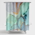 thumbnail image 6 of Abstract Marble Shower Curtain, Blue Green Purple Jade Texture Gold Stripes Ombre Watercolor Paint, Modern Ink Art Decor Waterproof Fabric Shower Curtain for Bathroom Set with Hooks, 72 x 72, 6 of 6
