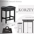 thumbnail image 3 of MIITODAY Bar Stools Set of 2, 25" Counter Height, PU Leather Saddle Stools for Kitchen Island, Black, 3 of 5