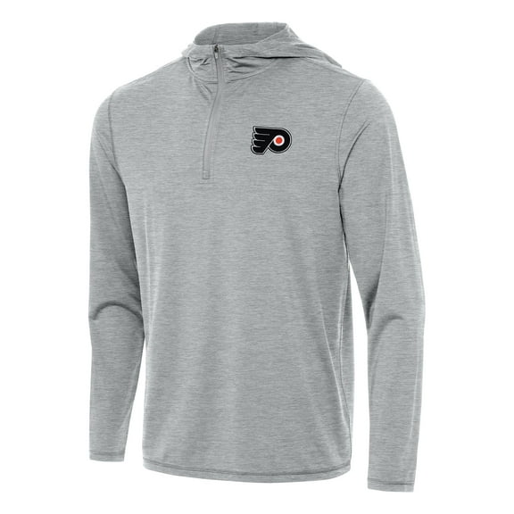 Men's Antigua Heather Gray Philadelphia Flyers Tidy Quarter-Zip Hoodie