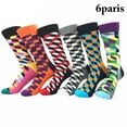 thumbnail image 1 of 6 Pairs Men's Socks Creative Geometric Pattern Soft Warm Cotton Socks Crew Socks, 1 of 10