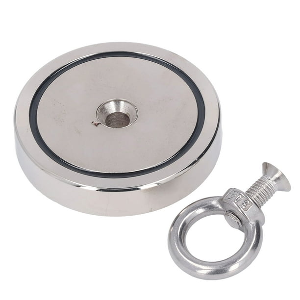 Fishing Magnet, Ni Cu Ni Plating Easy Installation Strong Magnet NdFeB  Stainless Steel Double Sided Silver For Salvage 
