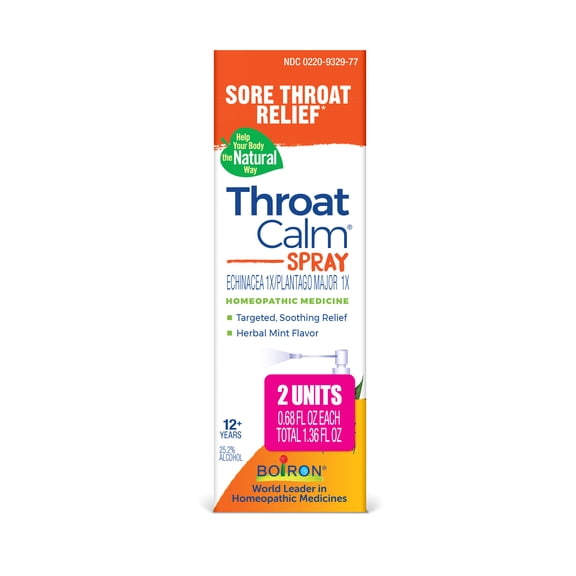 Boiron ThroatCalm Spray, Homeopathic Medicine for Sore Throat Relief, 0.68 fl oz (2 Pack)