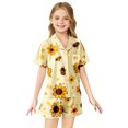 thumbnail image 1 of SXcggal Ensemble de Pyjama Imitation Soie Imprimée pour Filles, Manches Courtes, Mignon, Confortable, Léger, pour Enfants, Usage Quotidien, 1 of 3