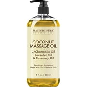 Majestic Pure Coconut Massage Oil - Ultra-Glide Formula with Soothing Aroma - Premium Massage, Made with Natural Oils - All Skin Types, Men & Women - 8 fl oz