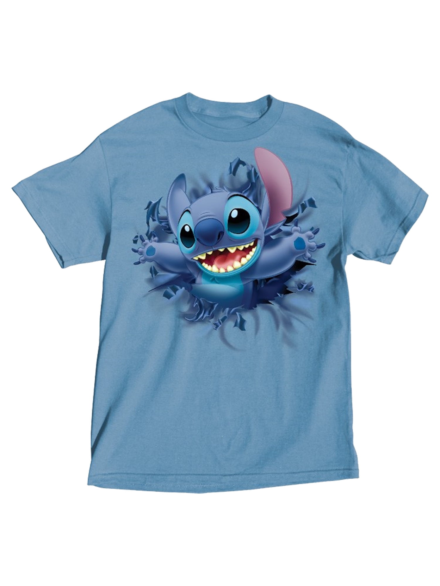 Disney Parks Stitch T-Shirt Light Blue w/Blue Trim New with Tags Size XL Youth 