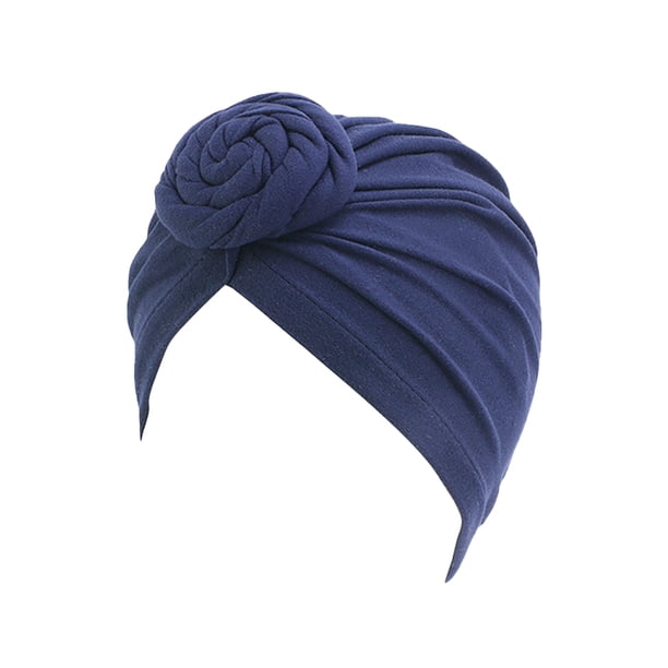Minnieouse Envolturas para la cabeza para mujer, diademas con nudos de flores en forma de V, gorro para dormir al tacto, gorro, accesorios Sombreros azul marino