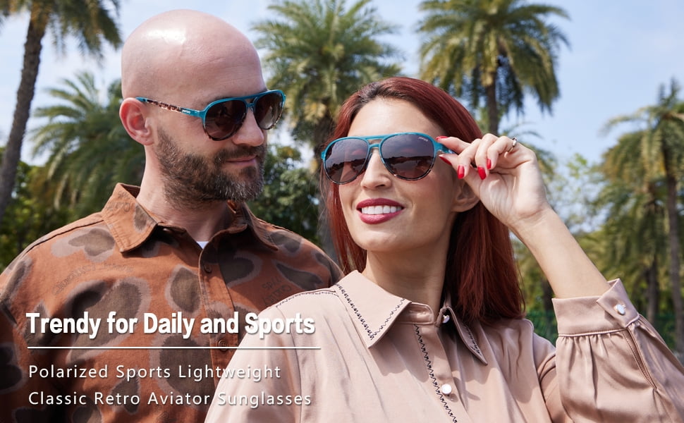 Polarized Aviator Sunglasses for Women Men Retro Trendy Sports Sunglasses for Outdoor UV400 Protection