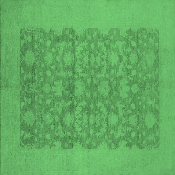 Ahgly Company Indoor Square Oriental Emerald Green Traditional Area Rugs, 5' Square