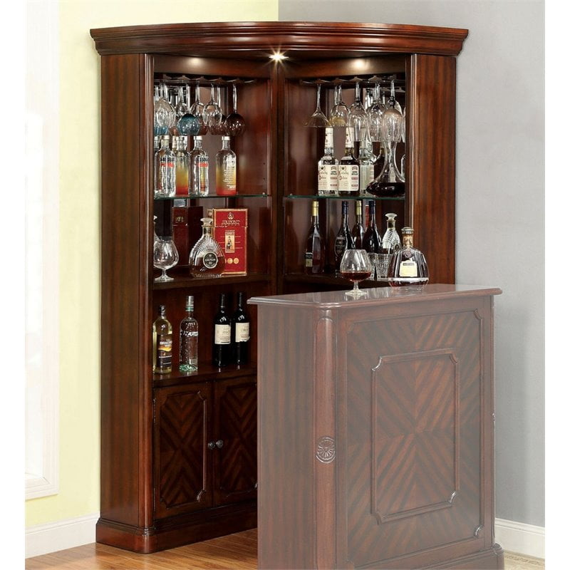 Furniture of America Myron Traditional 2-Piece Wood Home Bar Set in Cherry  