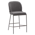 thumbnail image 3 of CorLiving Blakeley Modern Upholstered Indoor Counter Height Barstool with Metal Legs, Dark Grey (Sold Individually), 3 of 10