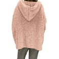 thumbnail image 3 of MAWCLOS Women Solid Color Hoodie Sweater Casual Loungewear Knitted Sweaters Long Sleeve Plain Chic Pullover Hooded Tops Pink XL, 3 of 3