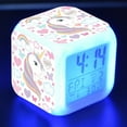 thumbnail image 4 of Reloj despertador pequeño con diseño de unicornio, con luz LED de colores y cambio de color, 4 of 6
