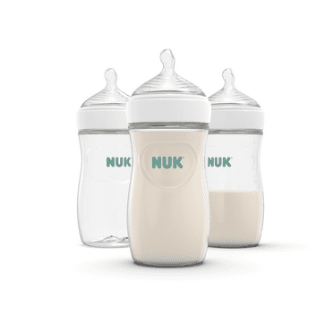 NUK Simply Natural Bottles, 1 Month or Older, Medium Flow, 9 oz, Clear, 3 Count