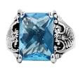 thumbnail image 3 of Womans Silver Aquamarine Ring High polished (no plating) Stainless Steel Ring with Glass in Sea Blue TK021, 3 of 5