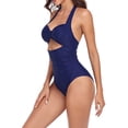 thumbnail image 6 of Jacenvly 2024 One Piece Swimsuits for Women New Style Sleeveless Solid Halter Neck Surfing Swimwear Quick Drying Women'S Fashion Comfortable Loose Top Blouse Casual Attractive Dark Blue, 6 of 8