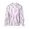 thumbnail image 1 of KLL Veste à Capuche Extérieure Protection Solaire UPF 50+ pour Hommes et Femmes avec Imprimé de Fleurs de Lavande, Manches Longues, Chemise de Pêche Randonnée Performance - Grande Taille, 1 of 7