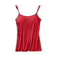 thumbnail image 2 of GlTpooo Women's Cami With Built-In Shelf Bra Plus Stretch with Adjustable Spaghetti Straps Basic Undershirt Layer Tank Top Red M, 2 of 4