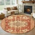 thumbnail image 2 of Round Rugs 8 Ft, Orange Boho Non Slip Area Rugs for Kitchen Bedroom Entryway, Geometric Antique Tribal Retro Ethnic Washable Carpet Runner Rug Floor Mats for Bedroom Home Decor, 2 of 9