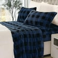 thumbnail image 5 of Elegant Comfort Plush Bed Sheet Set - Cozy Soft Velvet Flannel Fleece Deep Pocket King Buffalo Blue OEKO-TEX, 5 of 5