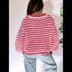 thumbnail image 5 of Suéter Vintage A Rayas para Mujer, Cuello Redondo, Larga, Corte en Bloque de Color, Informal, Holgado, de Punto Rojo S, 5 of 7