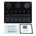 thumbnail image 2 of DC Marine Boat Toggle Switch 6 Gang ON Off Rocker Switch Panel USB with Digital Voltmeter Display for Boats Yachts Cars RVs SUVs, 2 of 7