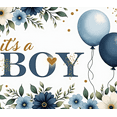 thumbnail image 4 of Floral Design Baby Shower Banner Blue Balloons Baby Announcement for Indoor Decoration Baby Party Celebration Newborn Event, 4 of 8