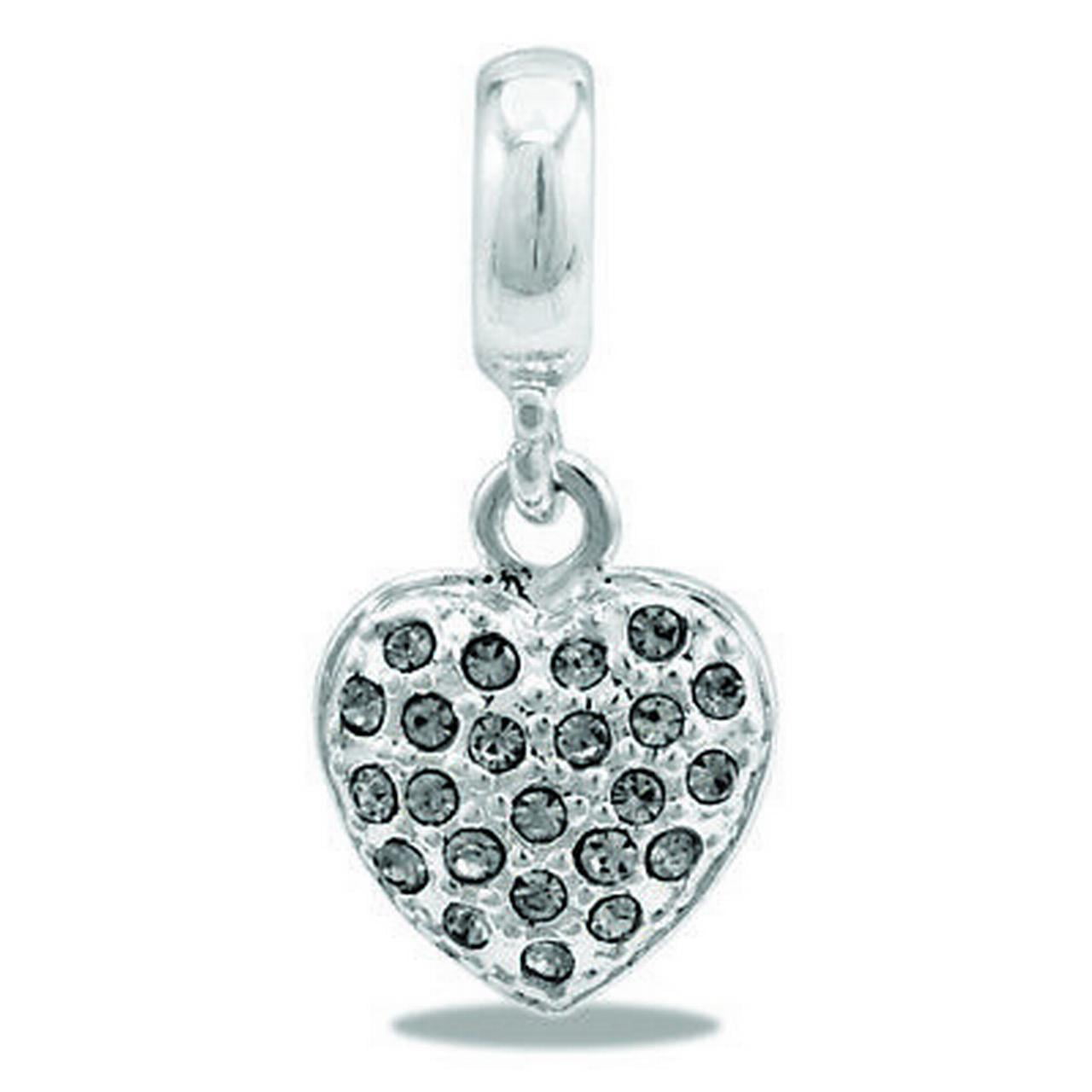 DaVinci Bead White/Clear CZ Heart - Jewelry Bracelet Memories Beads ...