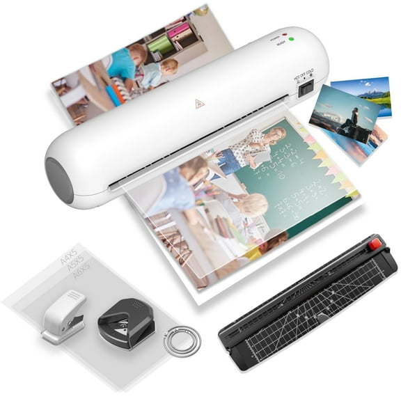 A4 Laminator Machine,6-in-1 Thermal Laminator Kit with 2-Min Quick Heat Hot & Cold Modes Jam-Free Design Portable Laminating Machine for Office School Home