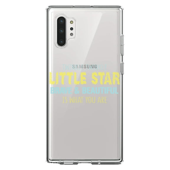 DistinctInk Clear Shockproof Hybrid Case for Galaxy Note 10 PLUS (6.8" Screen) - TPU Bumper Acrylic Back Tempered Glass Screen Protector - Twinkle Little Star Brave & Beautiful You Are