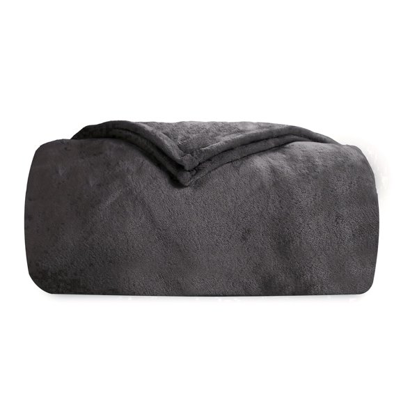 SUNNY HEAT Soft Flannel Blanket Summer Lightweight & Comfortable Bed Blanket Twin Size, Dark Grey