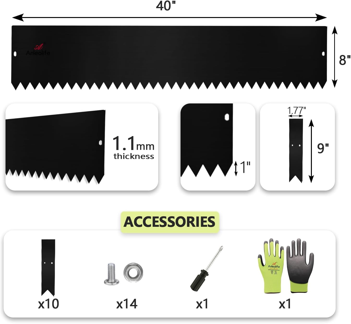 6 Pack Galvanized Steel Garden Landscape Edging, Lawn Border with Gloves and 10 Stakes (20FT Total) (8 inch tall, Black)…