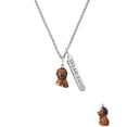 thumbnail image 2 of Delight Jewelry Resin Tan Lion Silvertone Fearless Bar Charm Necklace, 23", 2 of 4