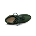 thumbnail image 4 of BLISSFUL STEP Women's Platform Lace Up Strap Block Heels Ankle Boots Dark Green 6, 4 of 7