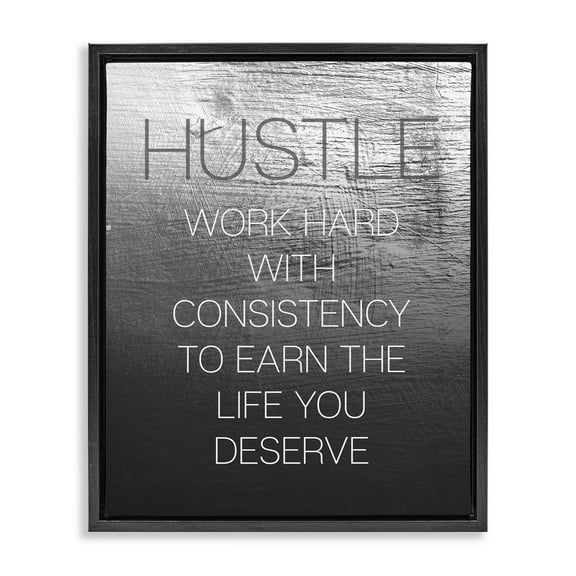 Stupell Industries Hustle Motivational Definition Text & Numbers Painting Black Floater Framed Canvas Art Print Wall Art, 17 x 21