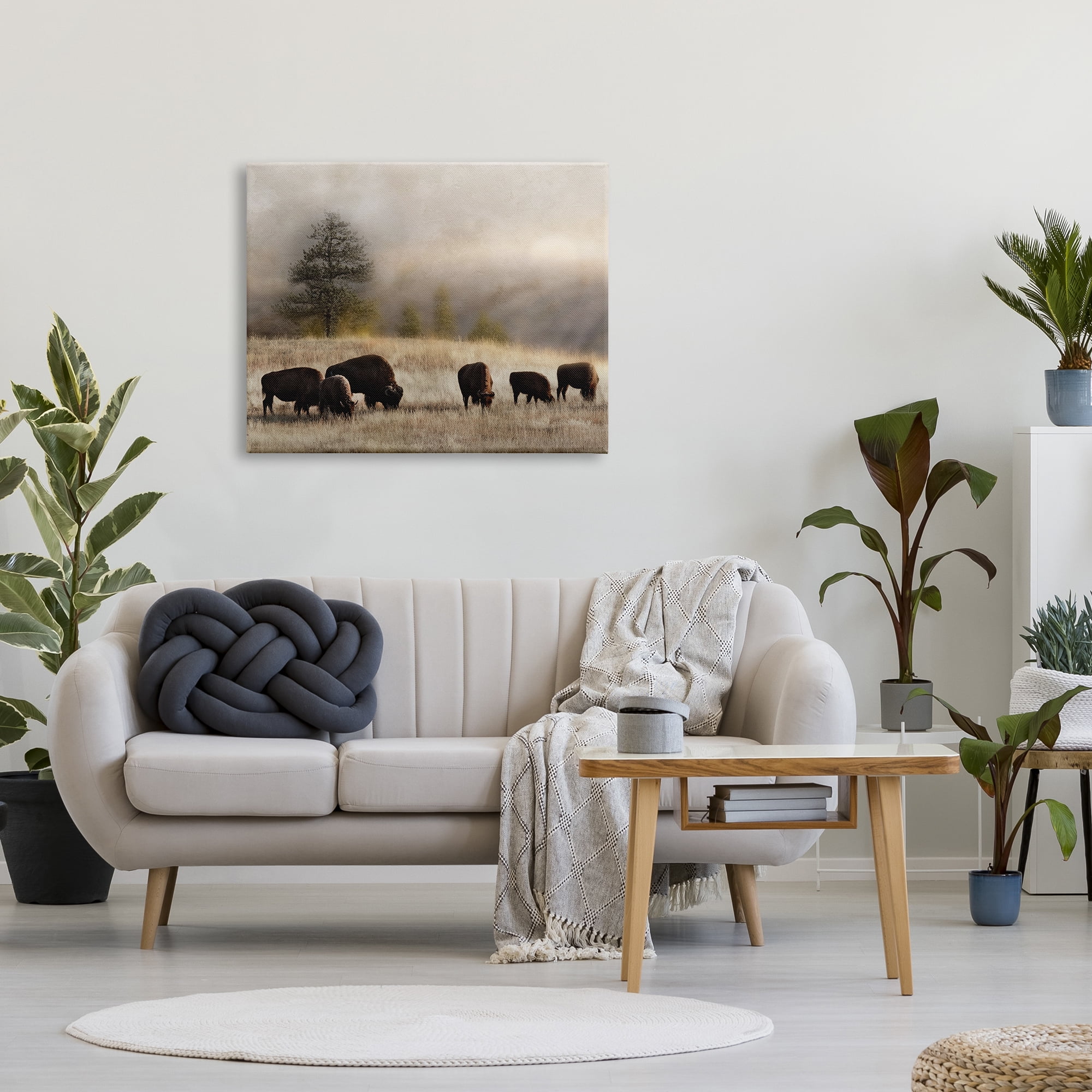 Stupell Industries Grazing Bison Rural Grassland Meadow Panoramic Scene Photograph Gallery Wrapped Canvas Print Wall Art, Design by Danita Delimont