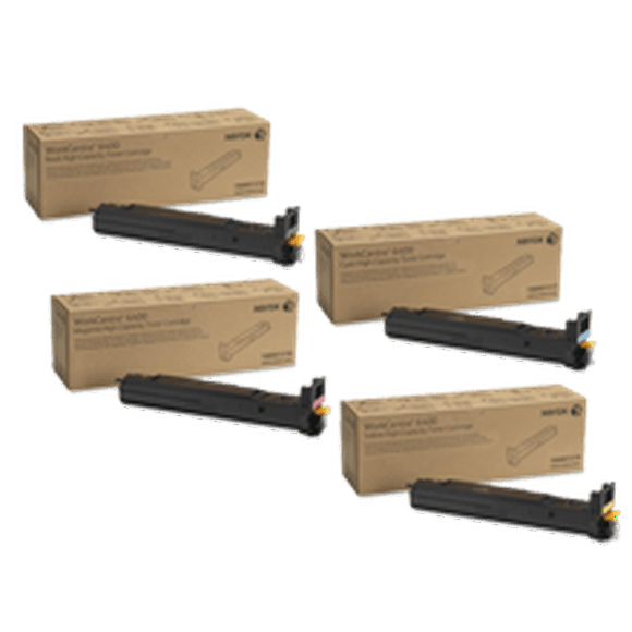 ~Brand New Original Xerox 6400 Laser Toner Cartridge Set Black Cyan Magenta Yellow High Yield for Xerox Workcentre 6400X