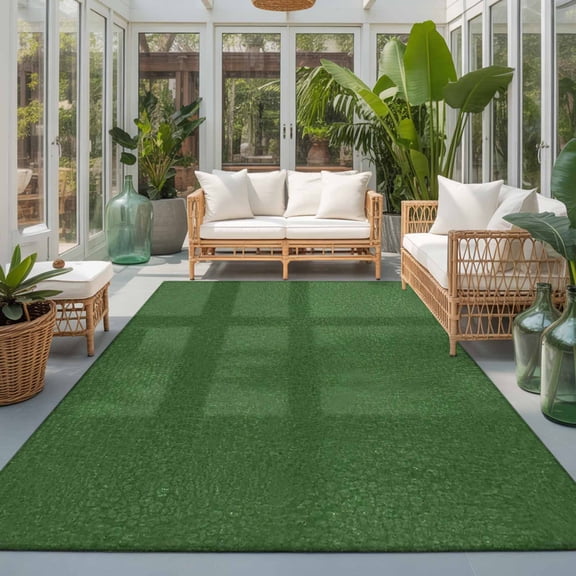 Green Grain Texture Washable Living Room Rugs 6'x9', Vintage Industrial Forest Green Solid Color Washable Throw Large Area Rug Non-Slip Sturdy Edge Binding Carpet for Dining Room Kitchen Office