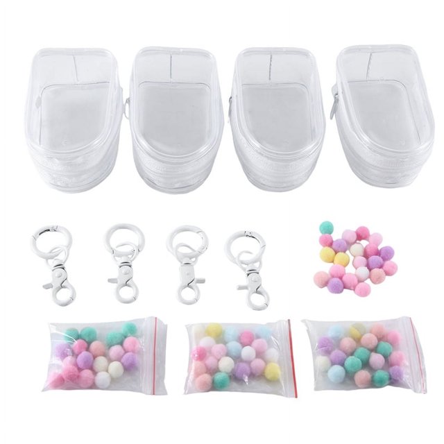 Organizador de joyas de 4 piezas, caja de almacenamiento transparente, bolsa para llavero, estuche de almacenamiento, billetera gruesa, bolsa para muñecas linda, A