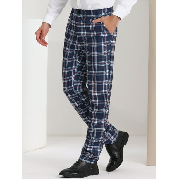 Cuadros Azul Pantalones De Cuadros Hombre Gris Pantalón Clásico A