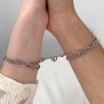 thumbnail image 6 of Fiaya Women Dainty Magnetic Couple Bracelet, 1Pair Half Heart Detachable Love Bracelets, Silver Heart Matching Friends Bracelets for Birthday Anniversary, 6 of 8