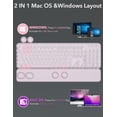 thumbnail image 6 of Wireless Keyboard and Mouse Combo, Backlit Typewriter Keyboard with Magnetic Wrist Rest, Retro Round Keycaps, 2.4GHz Cordless, Dusty Lavender, 6 of 8