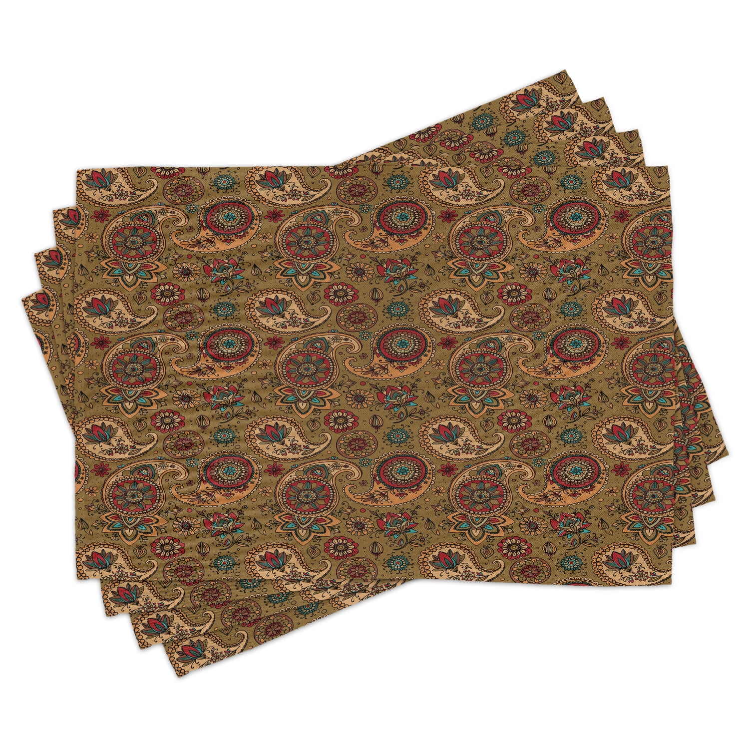 Ambesonne Paisley Place Mats Set of 4, Vintage Motif, Standard Size ...