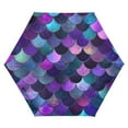 thumbnail image 6 of Purple Blue Mermaid Scales All Weather Umbrella Triple Folding Parasol 6 Ribs UV Protection Portable, 6 of 8
