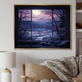 thumbnail image 2 of Designart "Purple River Winter's Reflective Charm III" Oversized Landscapes Framed Wall Art - Traditional Purple Winter Landscape Bedroom Framed Canvas Wall Art, 2 of 7