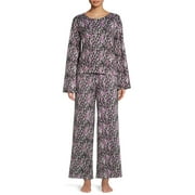 Jessica Simpson Women's Super-Soft Long Sleeve Top and Wide Leg Sleep Pant Set, 2-Piece