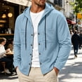 thumbnail image 2 of JUUYY Men's Button Down Hooded Shirts Relaxed Fit Solid Color Lightweight Long Sleeve Drawstring Casual Stylish Shirt Top with Pocket Sky Blue S, 2 of 9