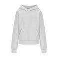 thumbnail image 3 of JGGSPWM Womens Hoodies Long Sleeve Solid Soft Hoodie Tops Lightweight Pocket Teen Girl Clothes Pullover Oversized Sweatshirt for Women Gray XL, 3 of 5